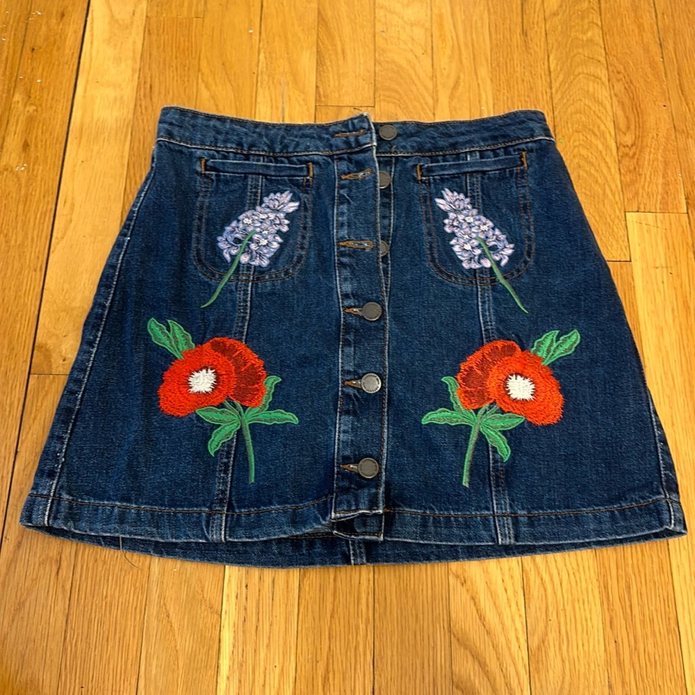 Floral jeans skirt